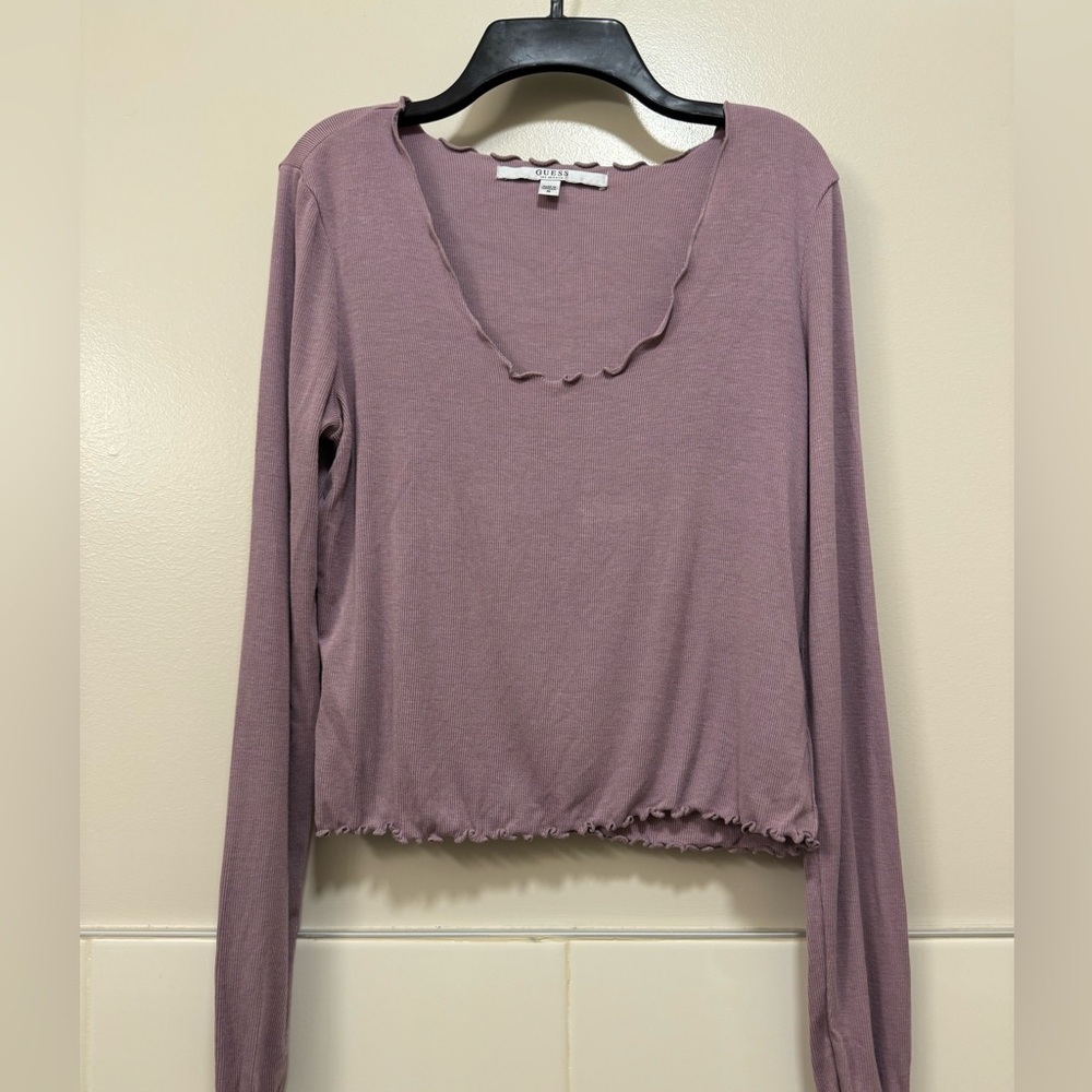 Guess Dusty Purple Long Sleeve Crop Top